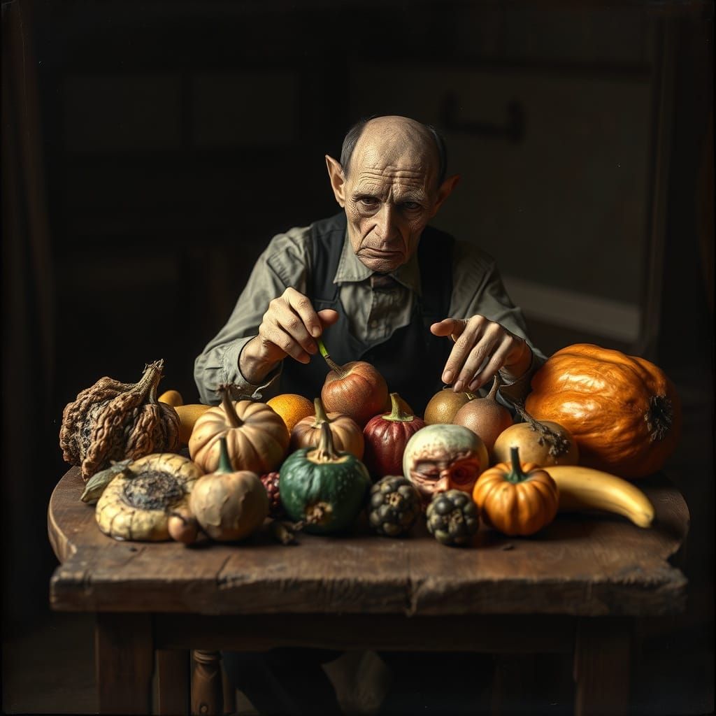 Peacemaker Arranges Mutated Fruit, Vintage Photography