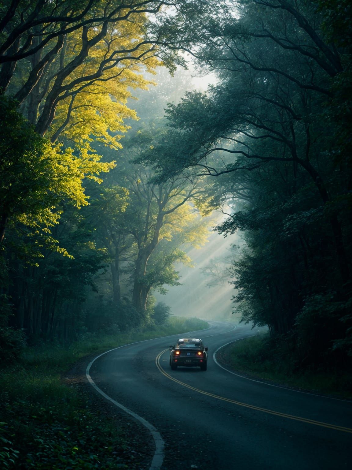 Enchanted Forest Road in Cinematic Style