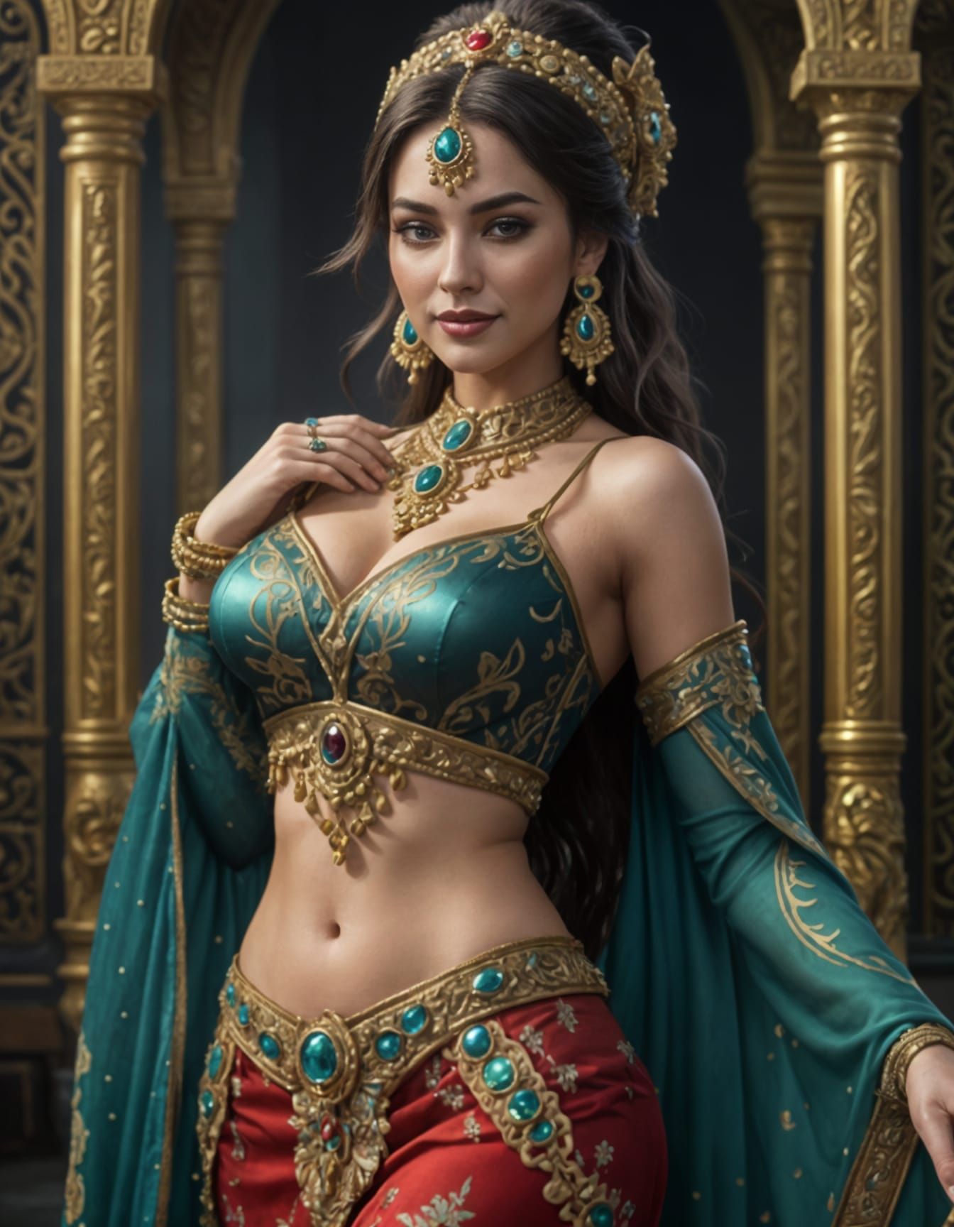 Beautiful Woman in Persian Dress: Hyperrealistic Portrait