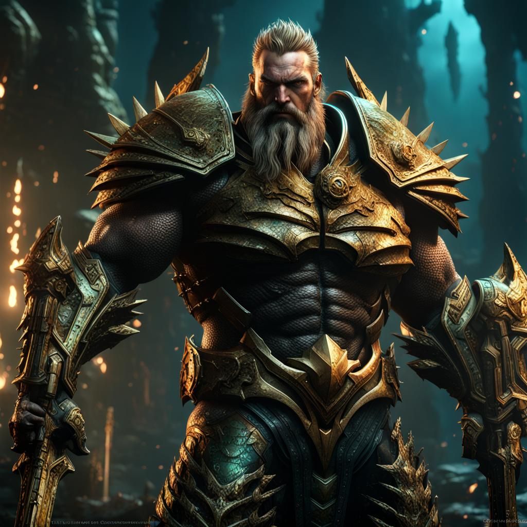 Evil Aquaman as Chaos Space Marine in 3D