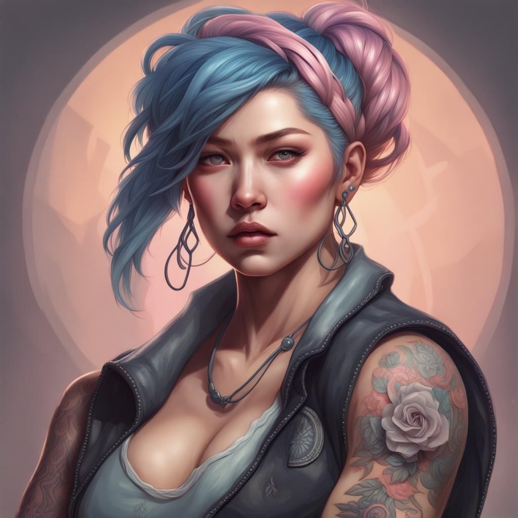 Pastel Goth Hmong Rosie the Riveter Portrait