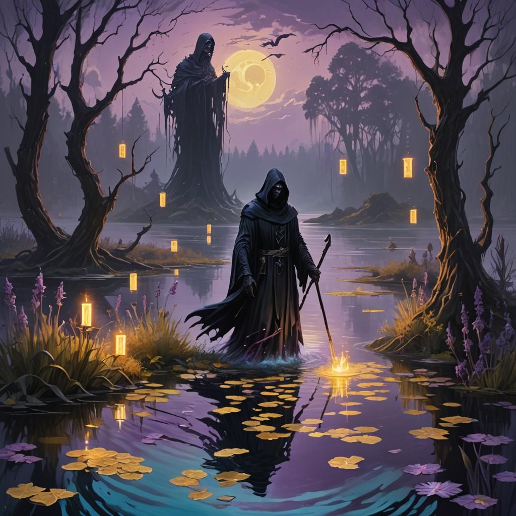 Grim Reaper Tarot in Dark Fantasy Art Nouveau Style