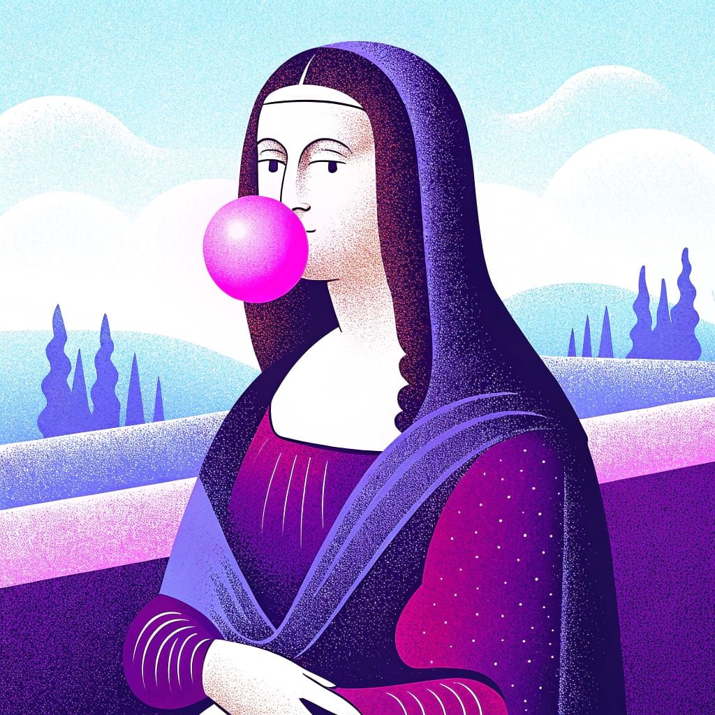 A playful reinterpretation of Leonardo da Vinci's Mona Lisa.