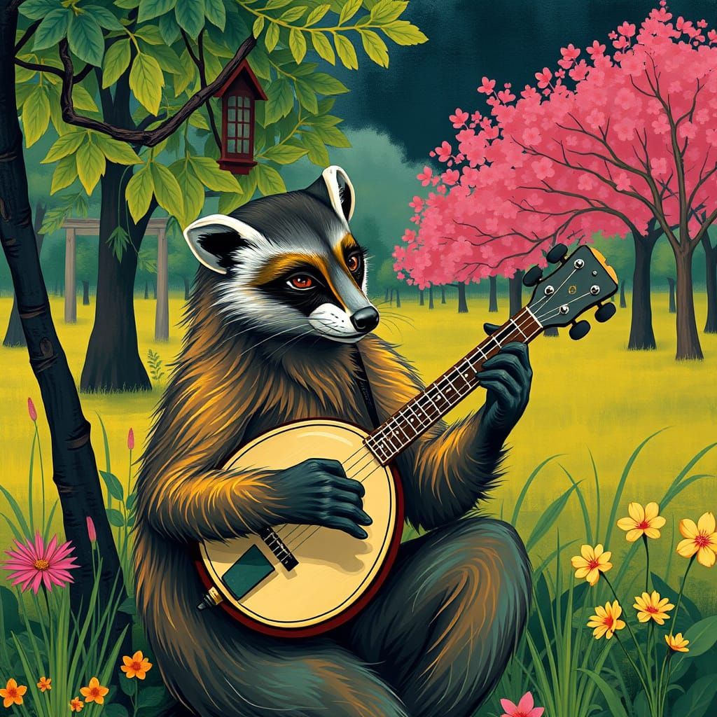 Masked Palm Civet Plays Banjo in Japan