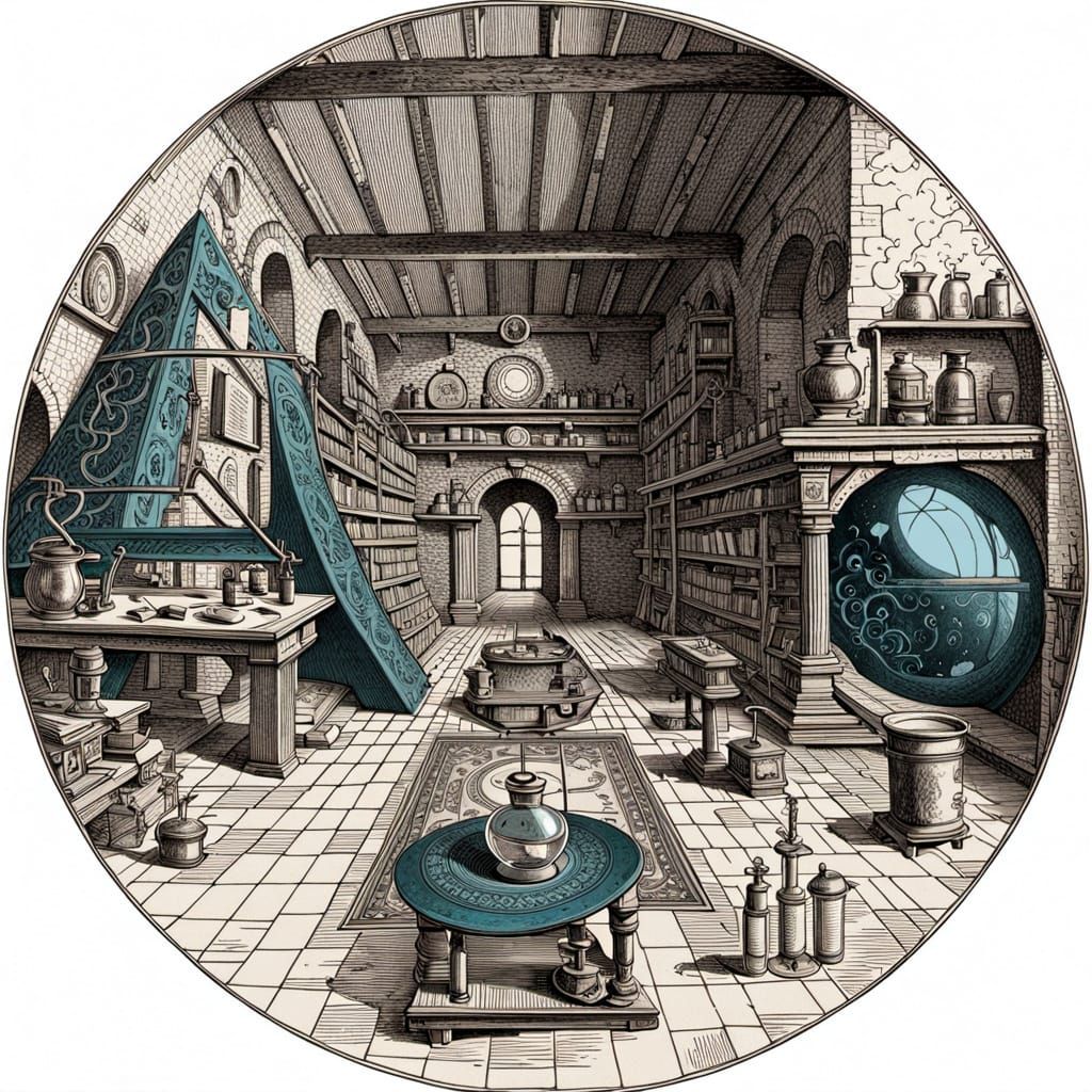 Mysterious 17th Century Alchemy Amphitheater with Alchemical...