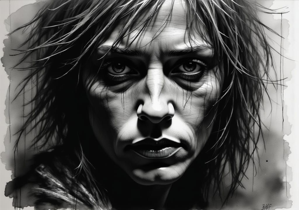 Eerie Charcoal Portrait of a Gaunt Deltarune Mage