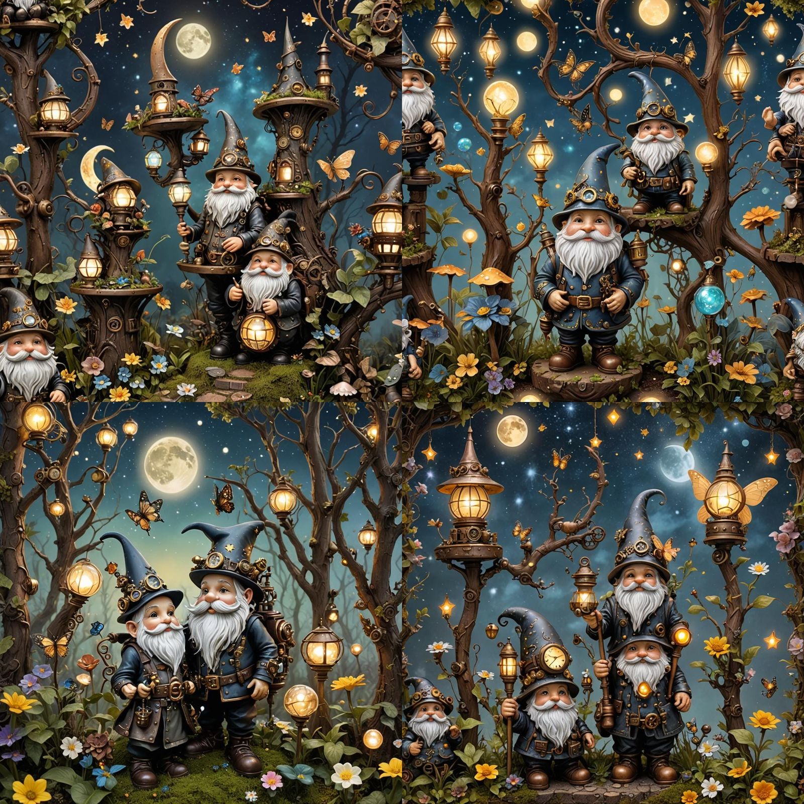 Steampunk Garden Gnome in Enchanted Forest