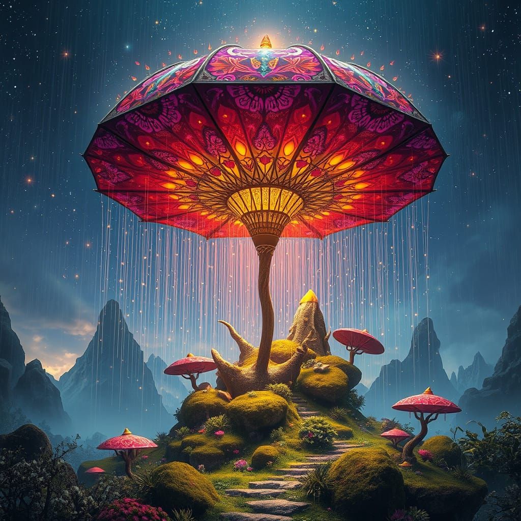 Majestic Umbrella Guardians a Whimsical Realm from Falling S...