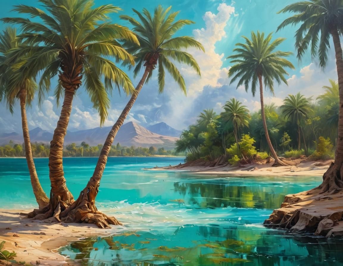 Egyptian Storm: Vivid Turquoise Waters, Emerald Forest