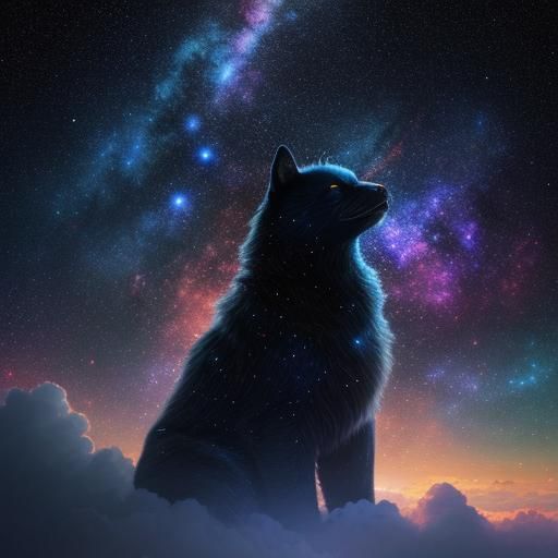 Hyperrealistic Galaxy Sky with Moon and Clouds