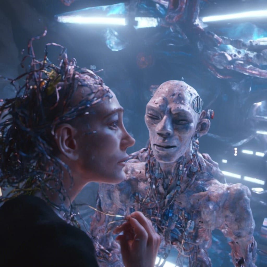 <lora:neuron men> Several cyborg interacting in a   society  of the furure  detailed matte painting, deep color, fantast...