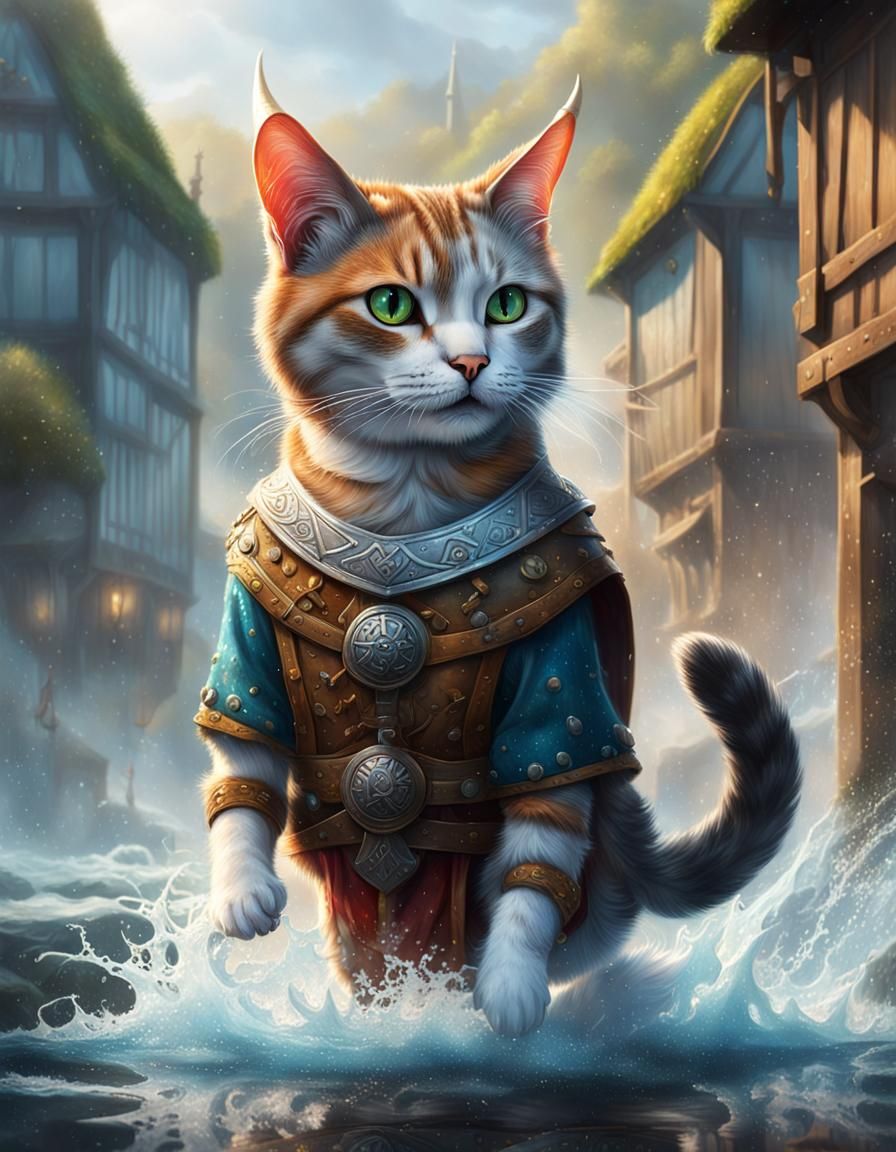 Magical Viking Cat Exploring England: Hyperrealistic Splash ...
