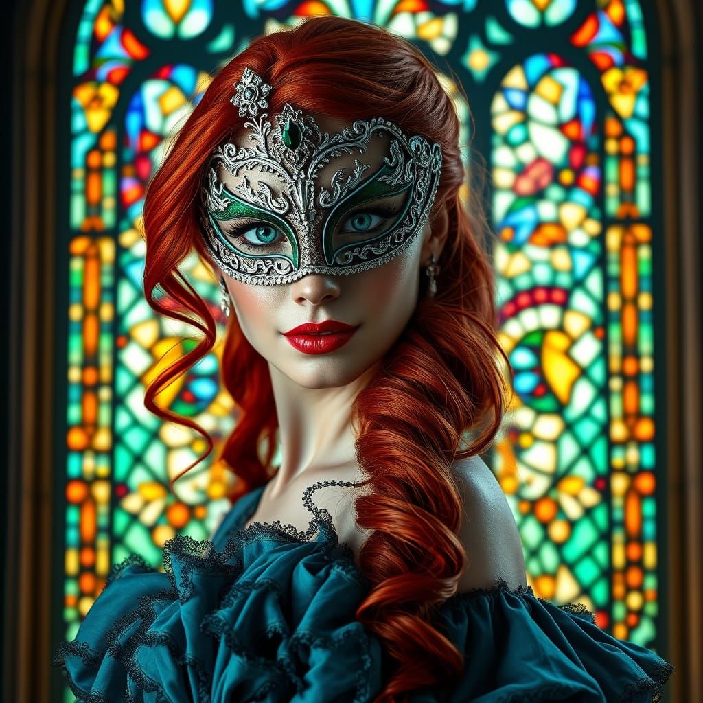 Scarlet Goddess in Gothic Masquerade Attire