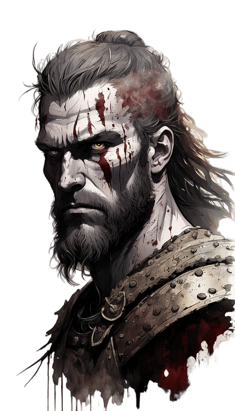 Battle-Hardened Viking Warrior in Dark, Ominous Landscape