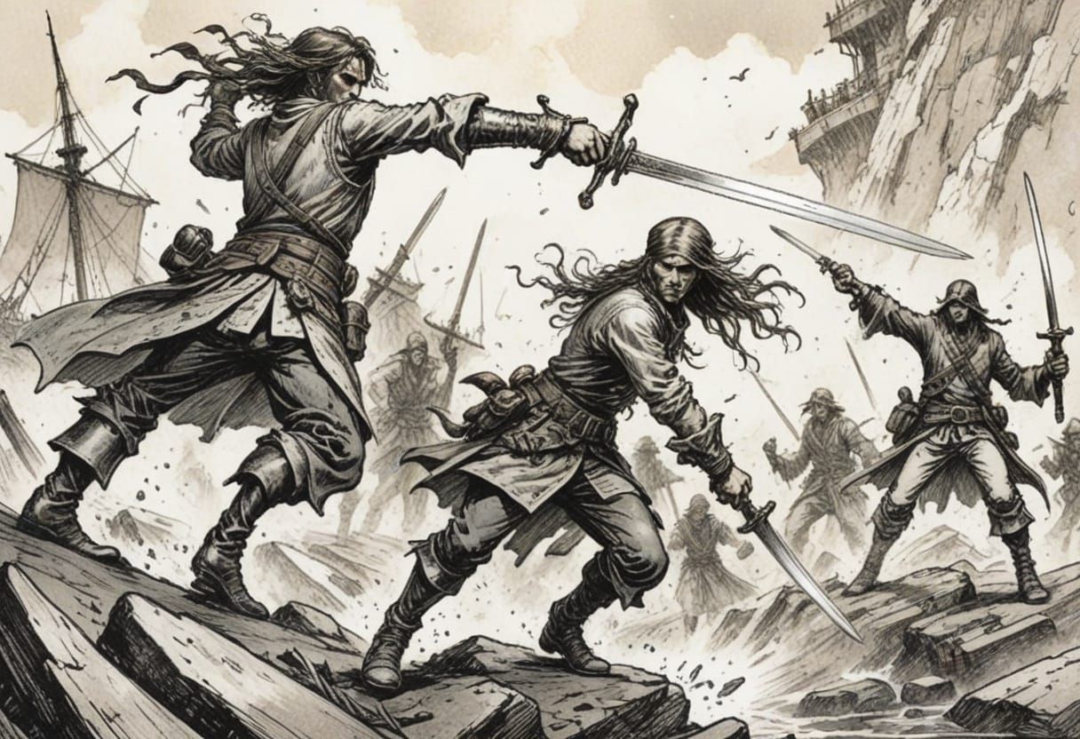 Epic Fantasy Battle Scene in Earthy Tones