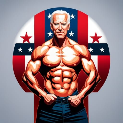 Joe Biden as Bodybuilder: Digital Caricature Portrait