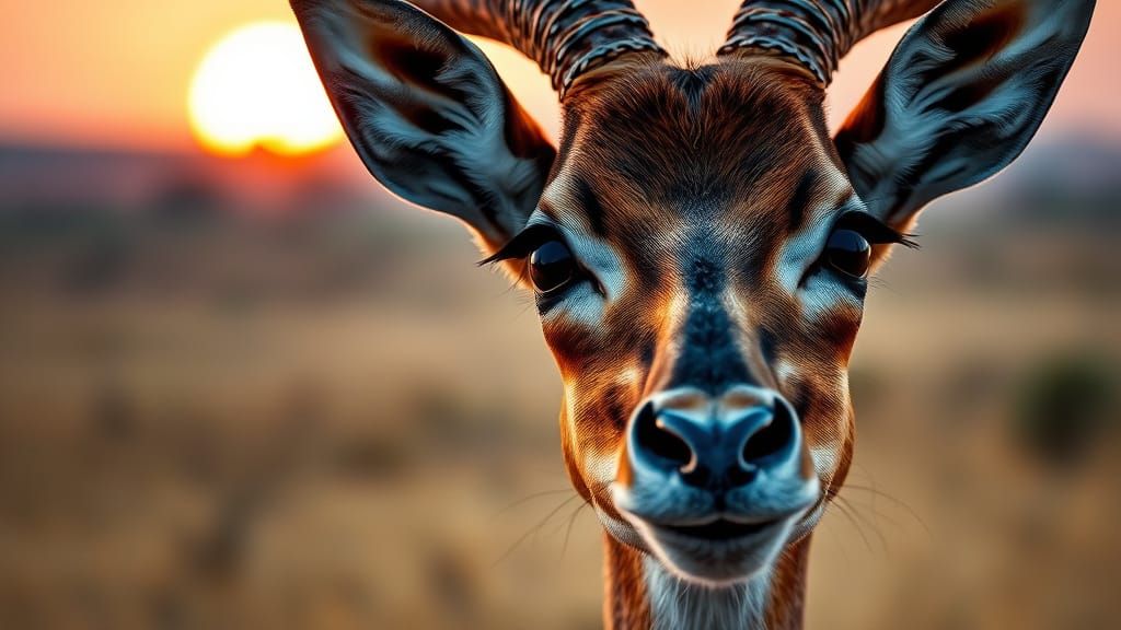 Photorealistic Impala Portrait at Dusk