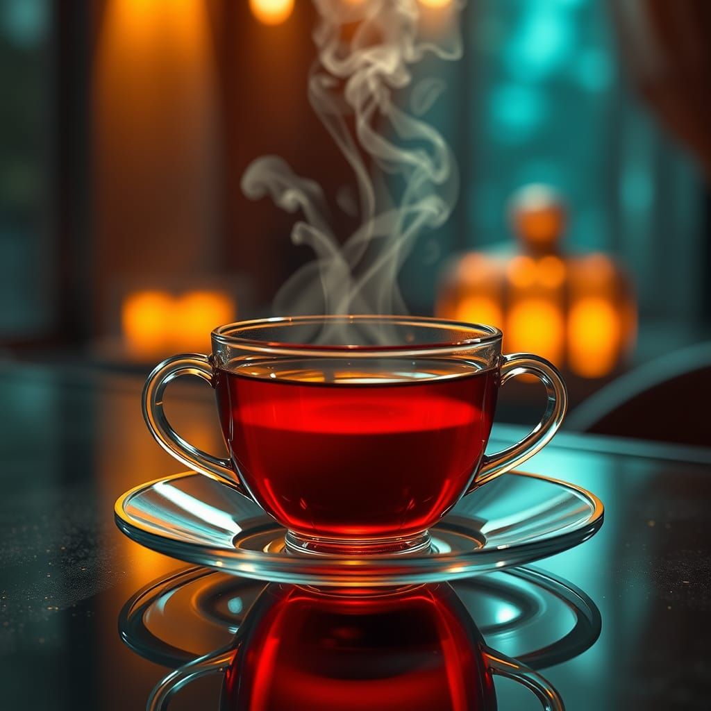 Elegant Steampunk Tea Scene in Vibrant Colors