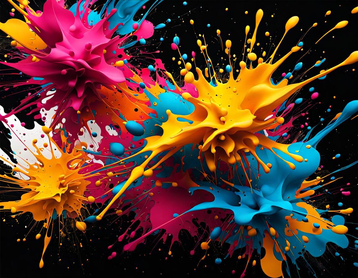 Bold Abstract Ink Splatter Art in Vivid Colors