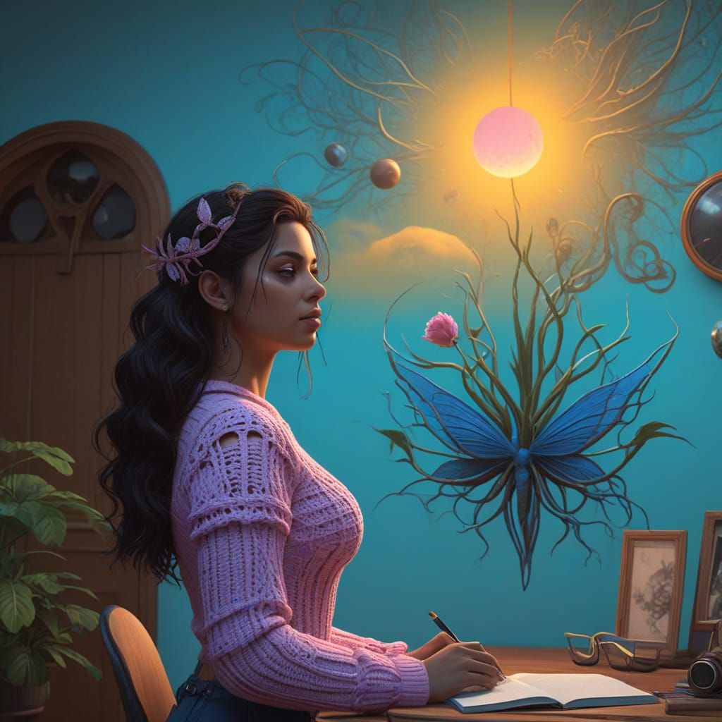 Creativity blooms amidst cosmic chaos and crochet dreams