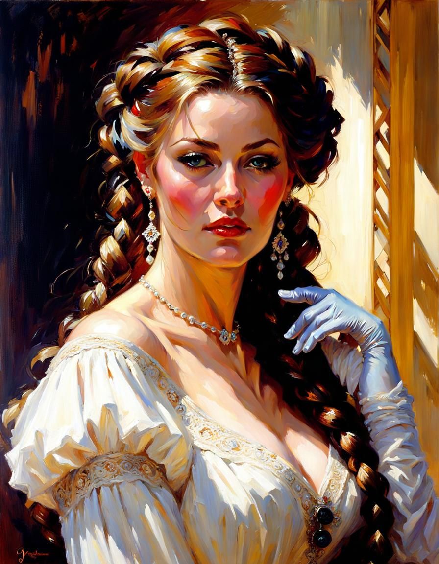 Elegant Victorian Woman in Romantic Style