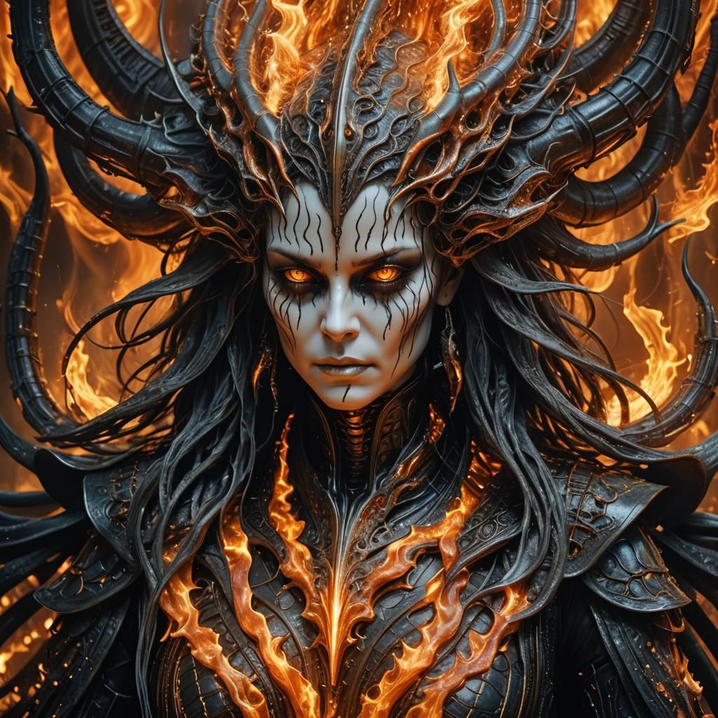 Mystical Being Wrapped in Flames: Fantasy Art
