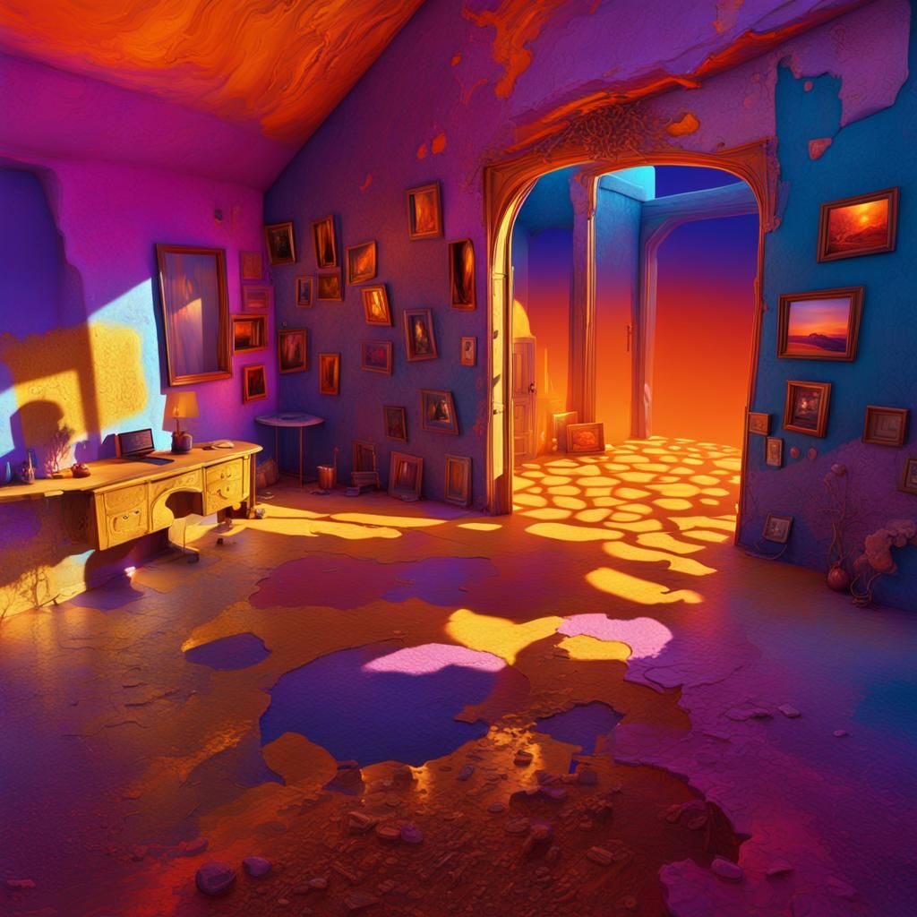 Surreal Room with Distorted Walls: Digital Matte Painting