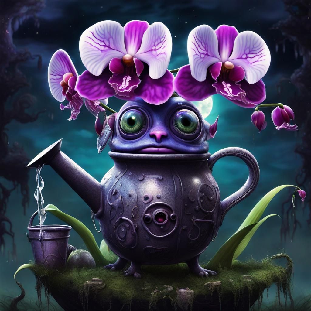 Sentient Watering Can in Whimsy Gothic Garden