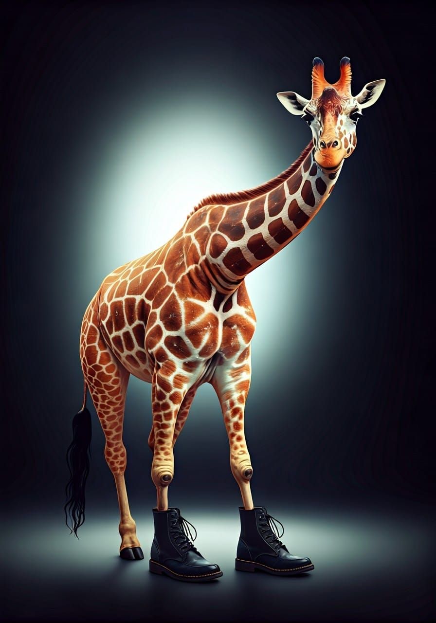 Surreal Giraffe-Chair Hybrid in Pop Art Nouveau Style