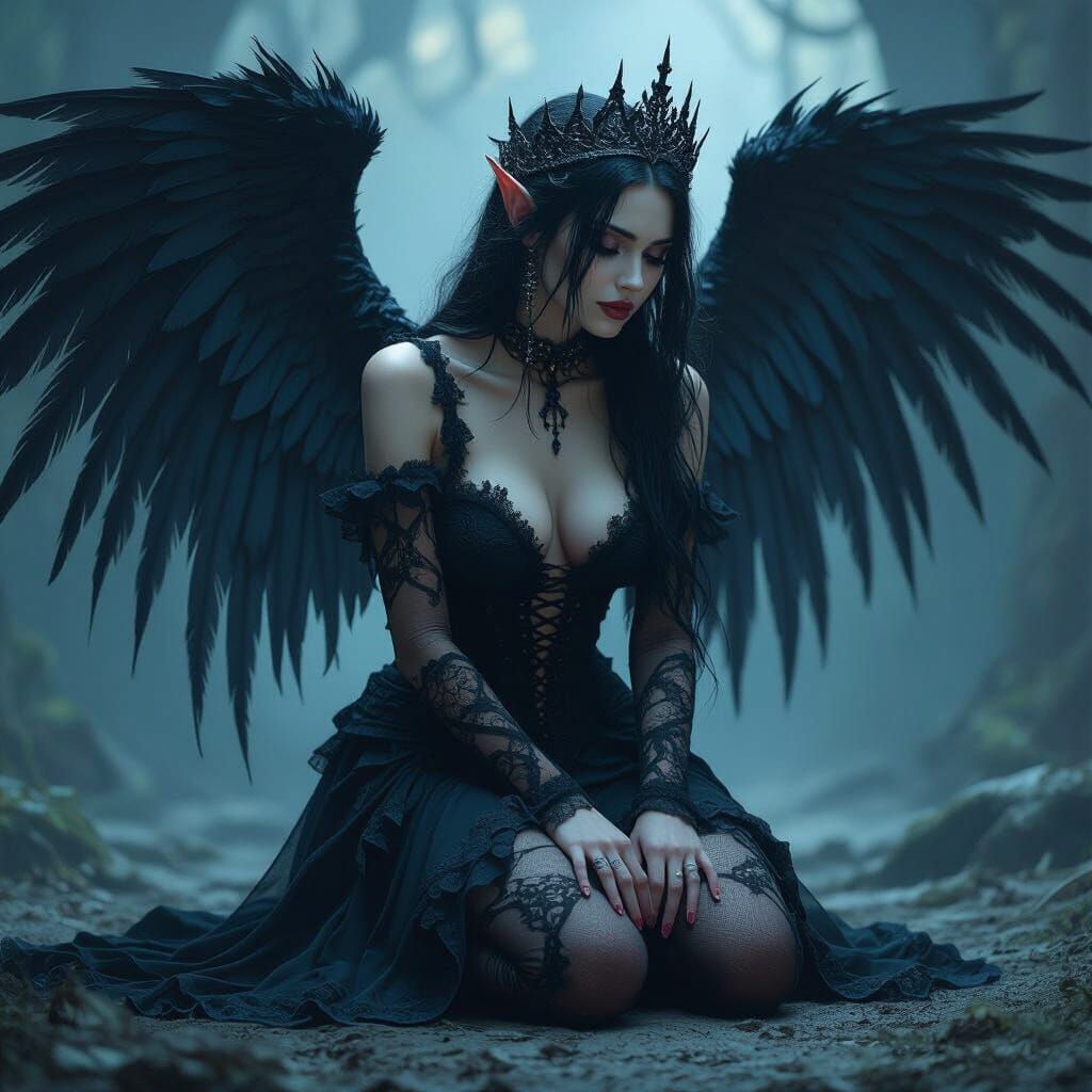 Gothic Fairy Queen in Eerie Psychedelic Style