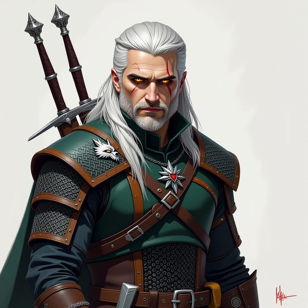 Geralt of Rivia Cosplay in Dark Fantasy Style