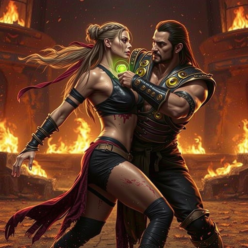 Intense Mortal Kombat Battle in Hyper-Realistic Style