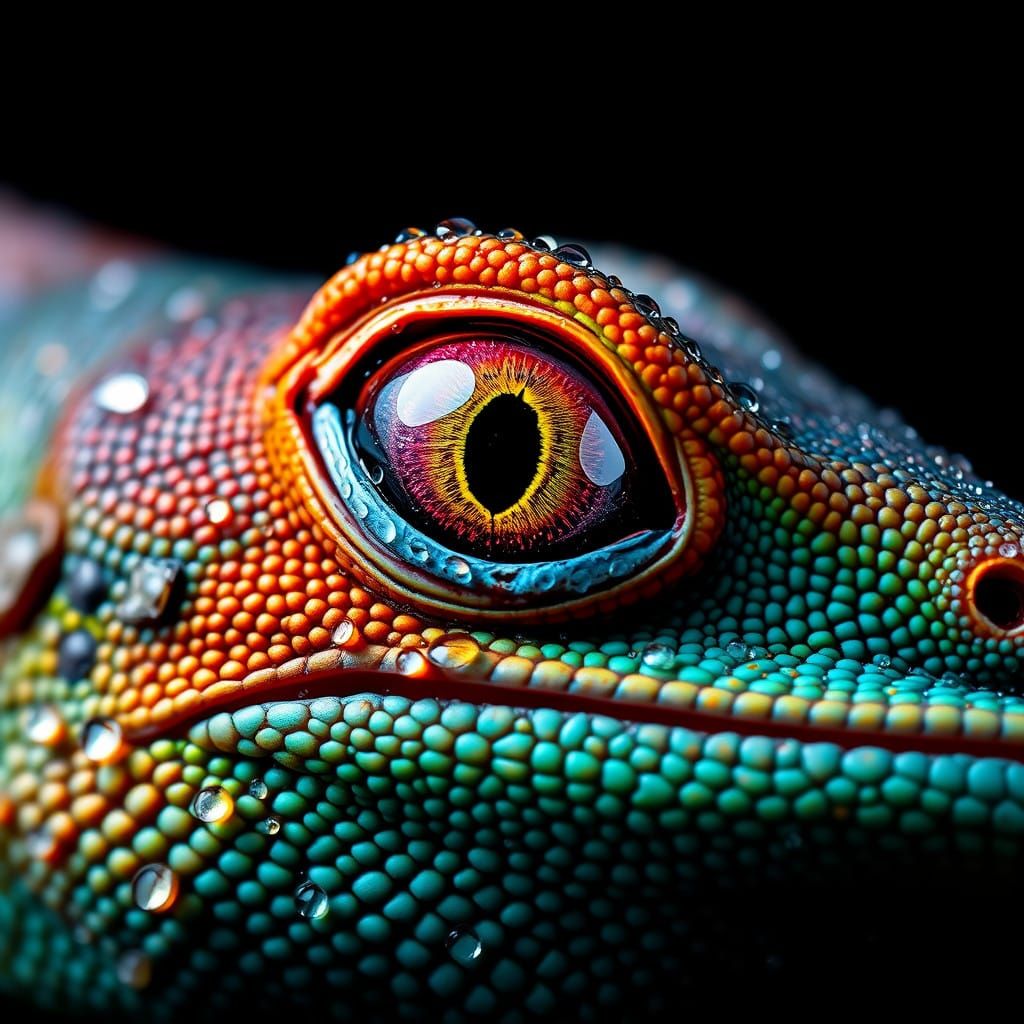 Close-up Portrait of a Marine Iguana's Eye