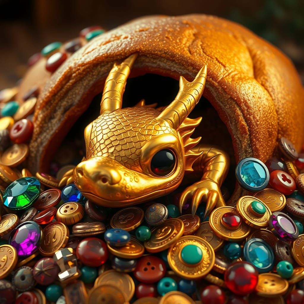 Brass Dragon in Treasure Hoard: Fantasy Concept Art