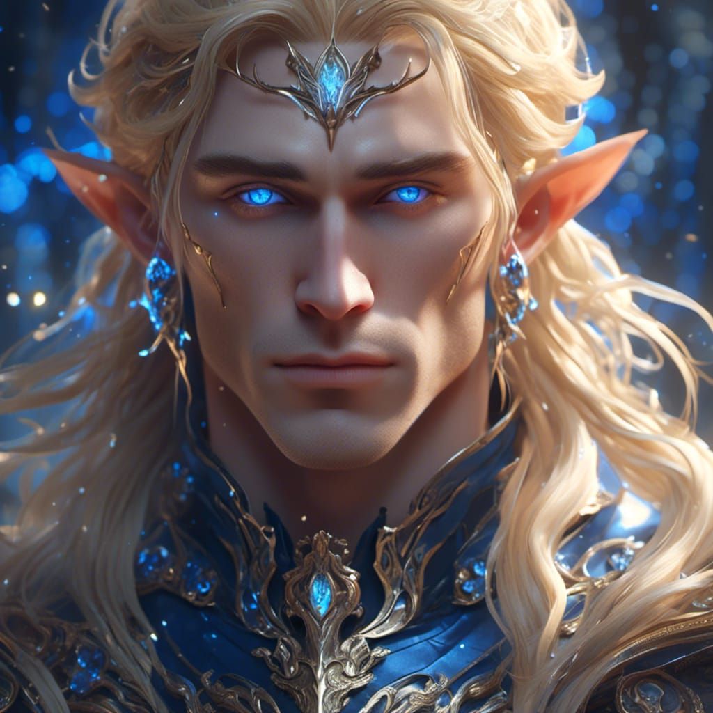 Elven Man Portrait in 3D Anime Style