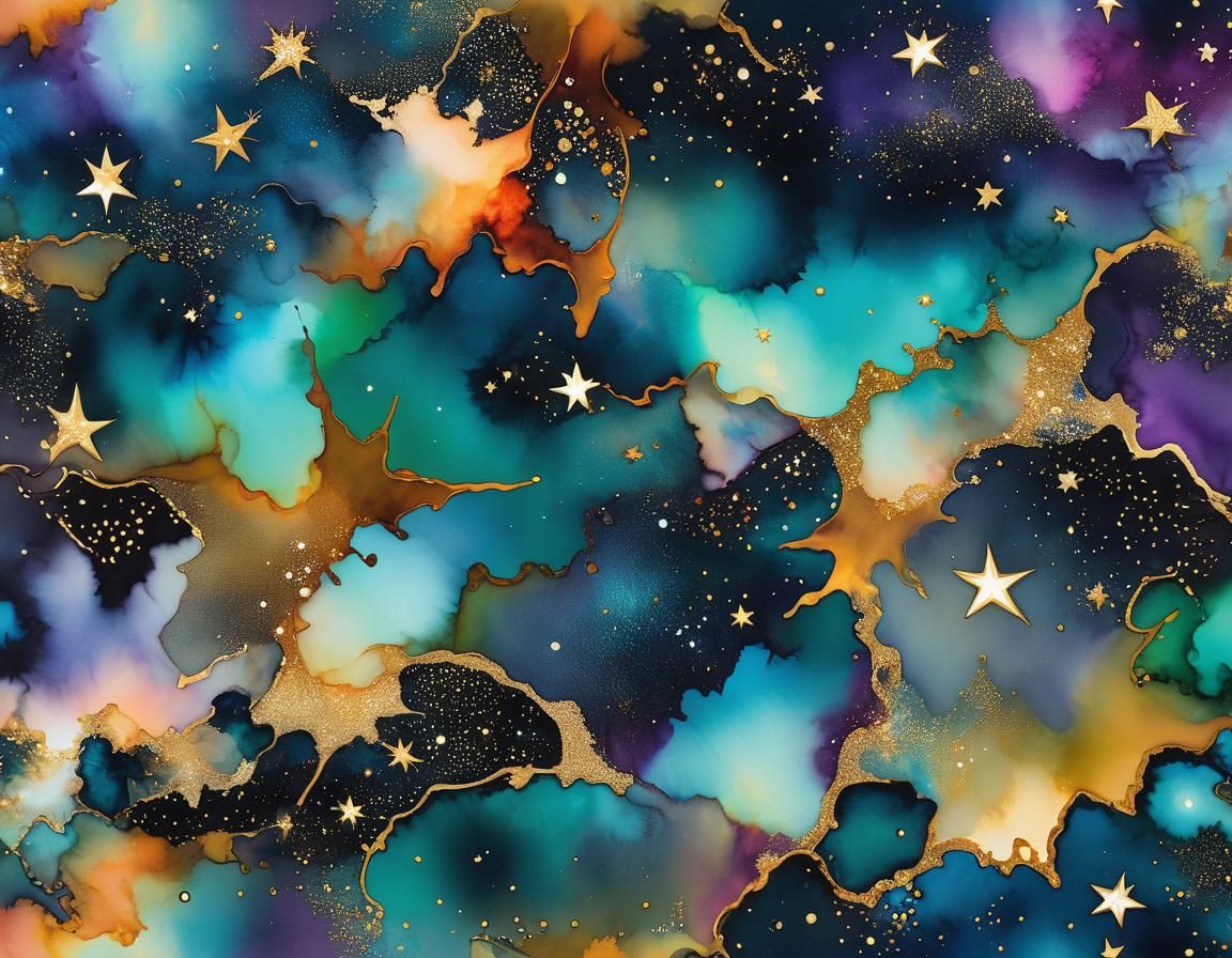 Alcohol Ink Starscape: Stars Across the Night