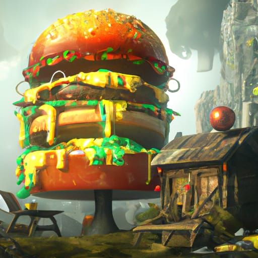 Detailed Cheeseburger Fantasy Concept Art