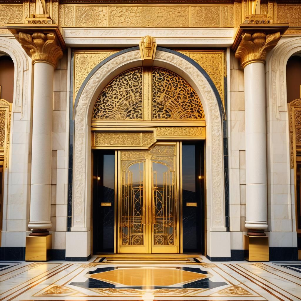Art Deco Palace Entrance in Opulent Style