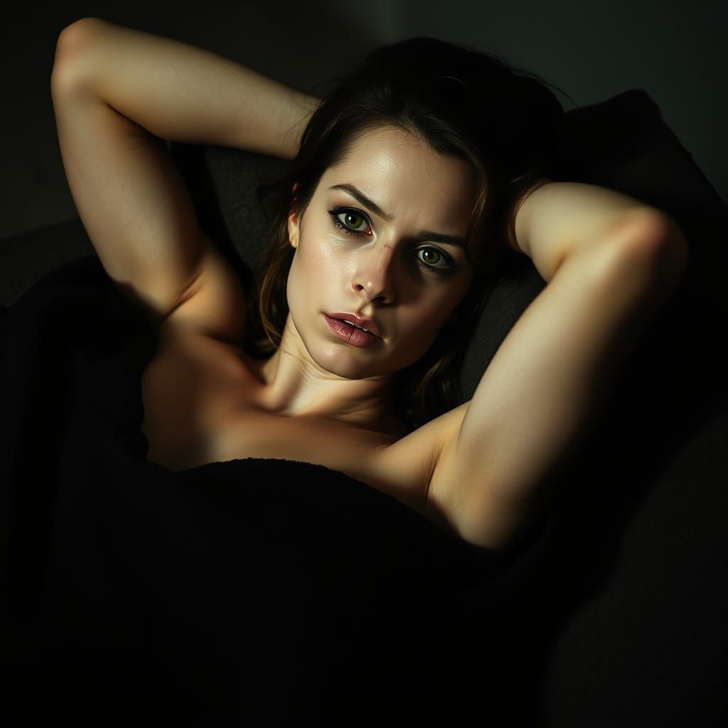 Contemplative Woman in Dramatic Rembrandt Lighting