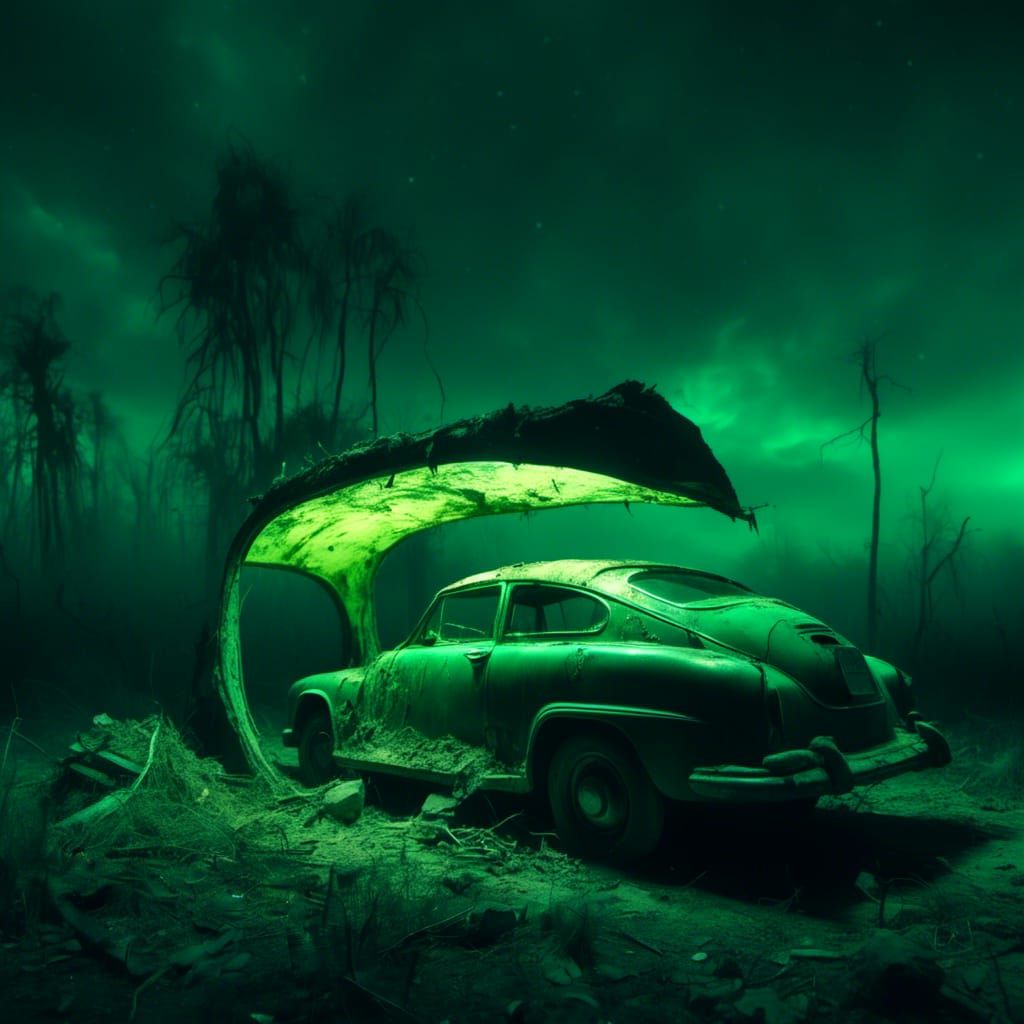 Banana Car Driving in Macabre Nightscape