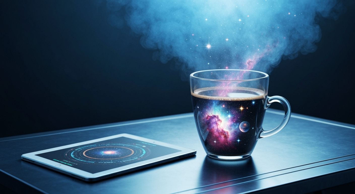 Nebula Coffee Cup in Hyperrealistic Style