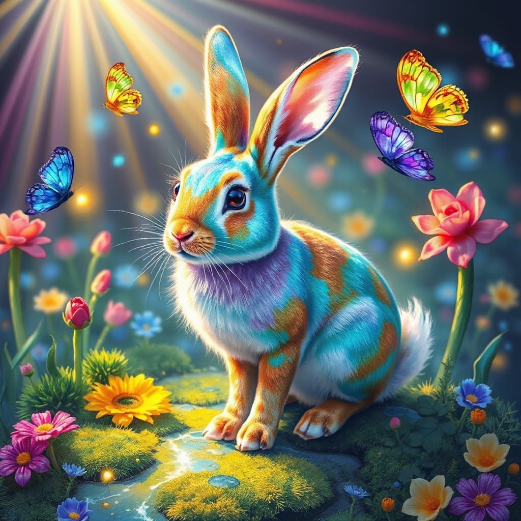 Magical Meadow Rabbit with Shimmering Fur