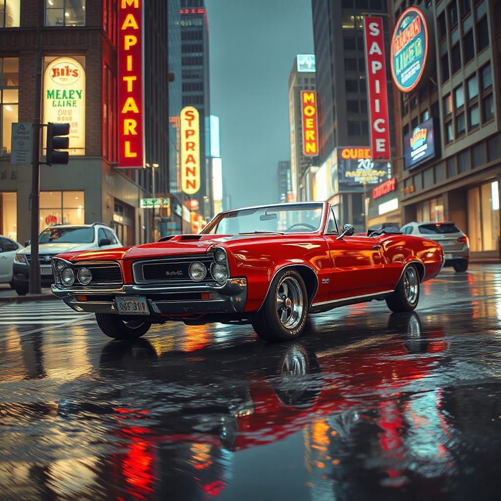 1964 Pontiac GTO Drifting in Neon City