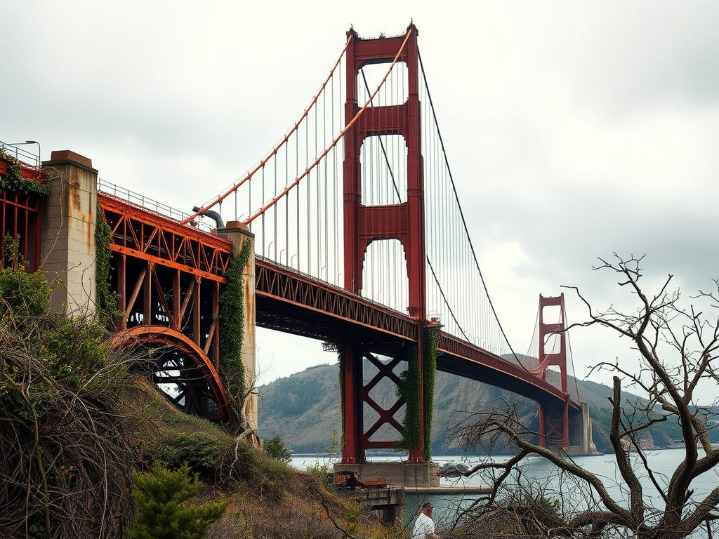 Golden Gate Bridge in Post-Apocalyptic Ruin