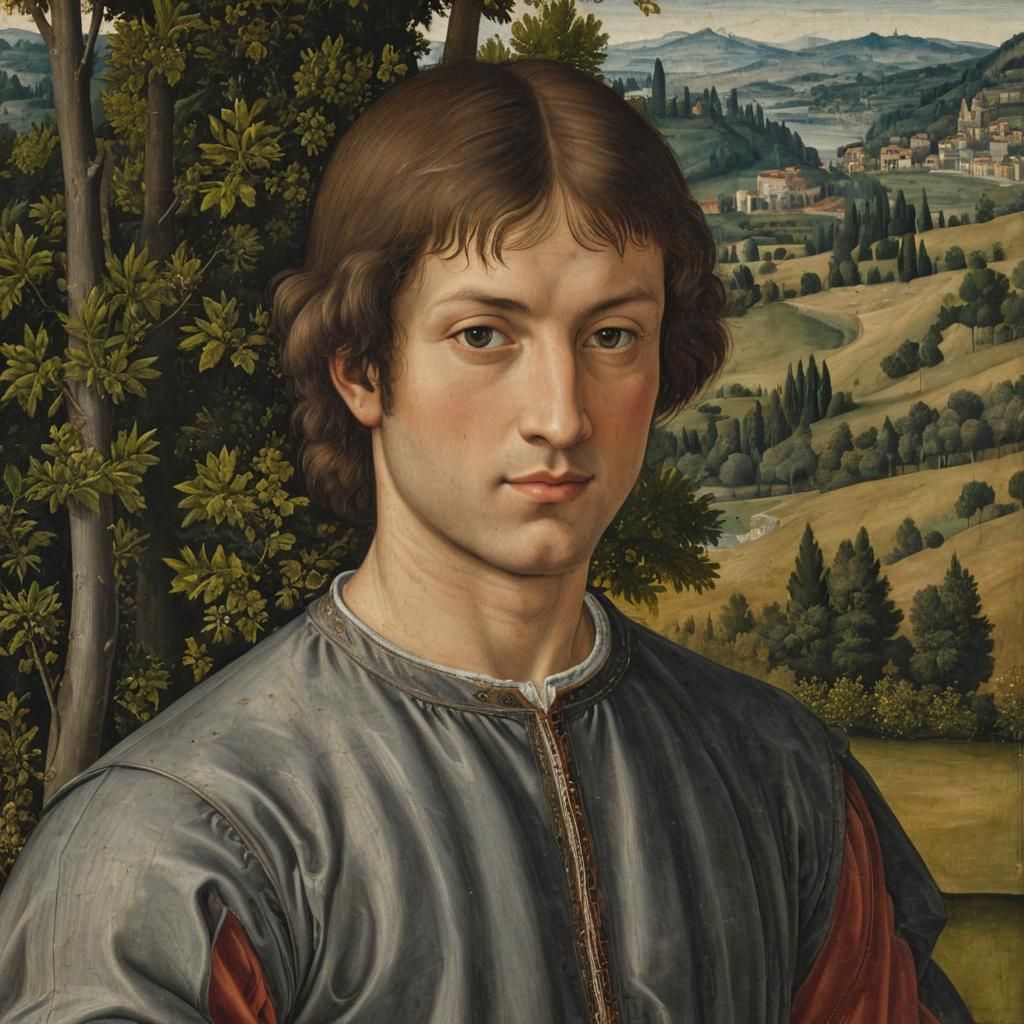 Renaissance Portrait of Young Man in Landscape