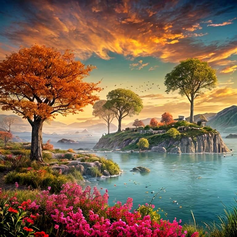 Day and Night Fantasy Landscape