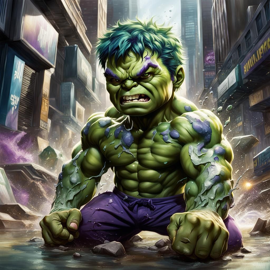 Hyperrealistic Incredible Hulk Baby Smashing
