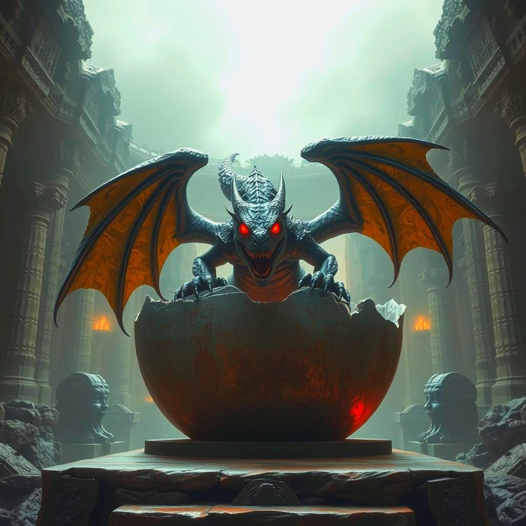 Terrifying Dragon Creature Emerges from Egg