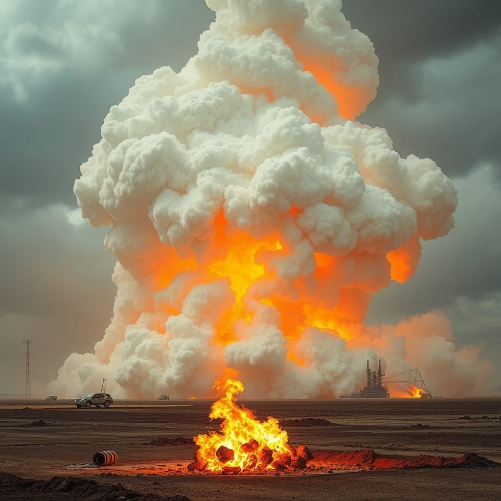 Explosive Ammonium Nitrate Reaction in a Sci-Fi Style