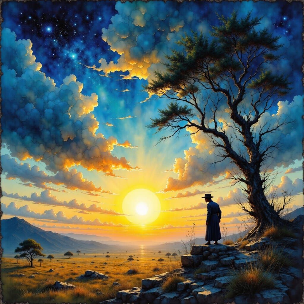 Vibrant Plains Landscape in Moody Atmosphere